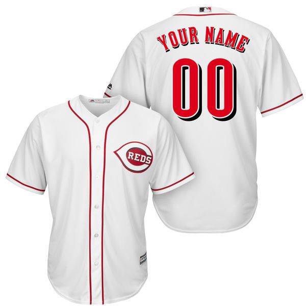 Men Cincinnati Reds Majestic White Cool Base Custom MLB Jersey